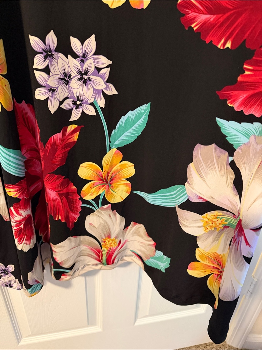 Attitudes by Renee Black Floral Maxi with Tropical Blooms plus size 1x Resort - Picture 4 of 7